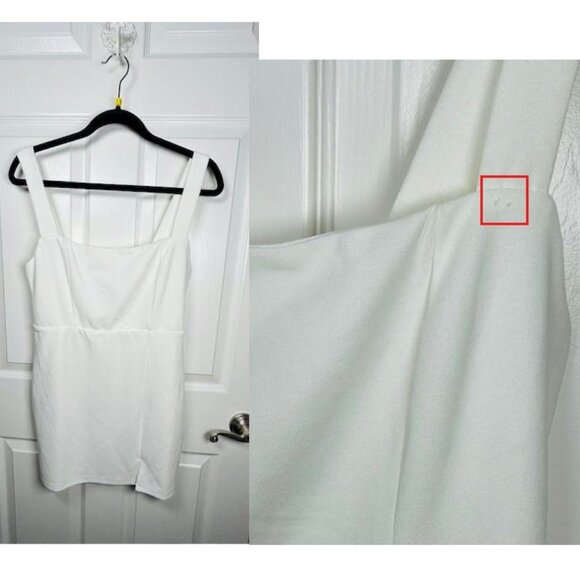 Social Sensation White Square Neck Mini Bodycon Dress Size Medium See Photos - Picture 2 of 7